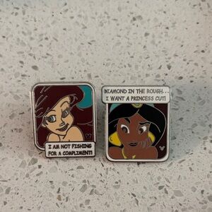 Disney’s Ariel and Jasmine comic book pin set of 2